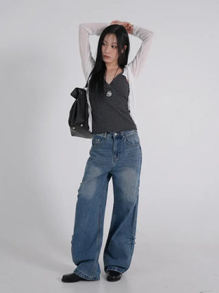 Tael Lace Ribbed Shirred Sleeveless Top