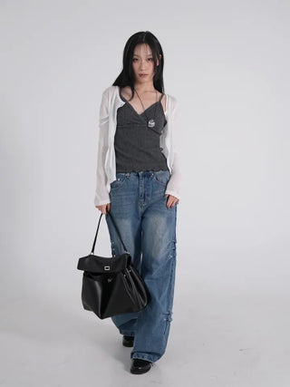 Tael Lace Ribbed Shirred Sleeveless Top