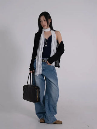 Tael Lace Ribbed Shirred Sleeveless Top