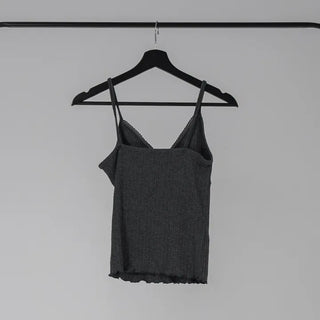Tael Lace Ribbed Shirred Sleeveless Top