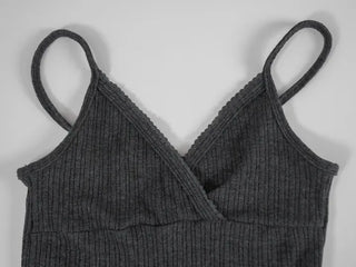 Tael Lace Ribbed Shirred Sleeveless Top