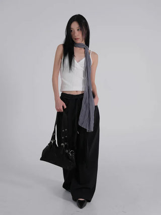 Tael Lace Ribbed Shirred Sleeveless Top