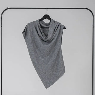 PN Asymmetrical Off-Shoulder Shirred Short-Sleeve Knit