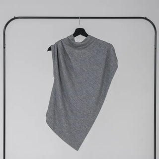 PN Asymmetrical Off-Shoulder Shirred Short-Sleeve Knit