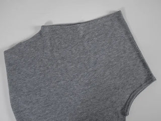PN Asymmetrical Off-Shoulder Shirred Short-Sleeve Knit