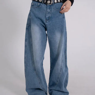 Zeo Loose Fit Mild Wash Cut-out Denim Pants