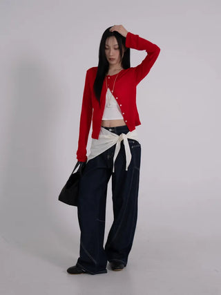 Zeo Loose Fit Mild Wash Cut-out Denim Pants