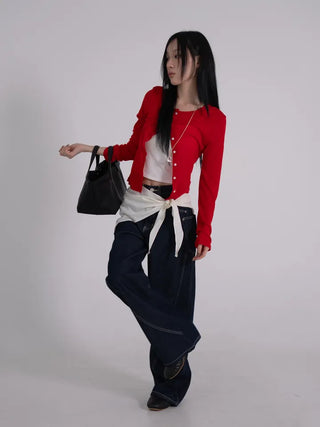 Zeo Loose Fit Mild Wash Cut-out Denim Pants