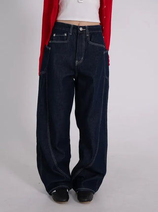 Zeo Loose Fit Mild Wash Cut-out Denim Pants