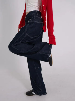 Zeo Loose Fit Mild Wash Cut-out Denim Pants