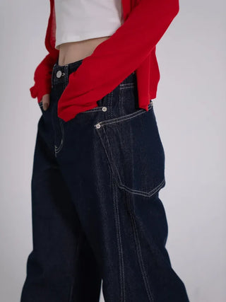 Zeo Loose Fit Mild Wash Cut-out Denim Pants
