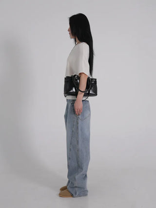 Zeo Loose Fit Mild Wash Cut-out Denim Pants