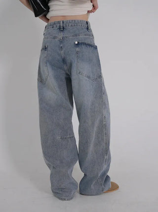 Zeo Loose Fit Mild Wash Cut-out Denim Pants