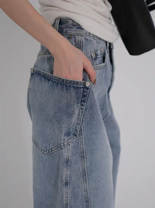 Zeo Loose Fit Mild Wash Cut-out Denim Pants