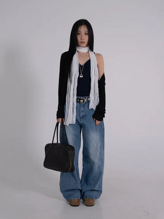 Zeo Loose Fit Mild Wash Cut-out Denim Pants