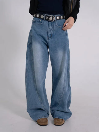 Zeo Loose Fit Mild Wash Cut-out Denim Pants