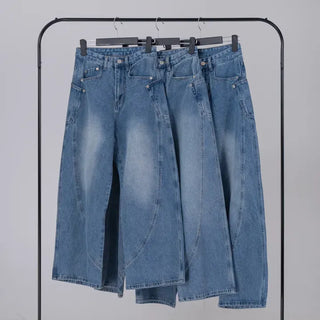 Zeo Loose Fit Mild Wash Cut-out Denim Pants