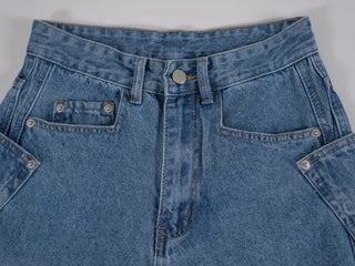 Zeo Loose Fit Mild Wash Cut-out Denim Pants