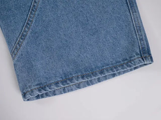 Zeo Loose Fit Mild Wash Cut-out Denim Pants