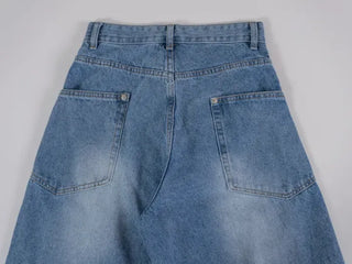 Zeo Loose Fit Mild Wash Cut-out Denim Pants