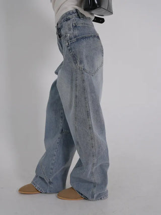 Zeo Loose Fit Mild Wash Cut-out Denim Pants