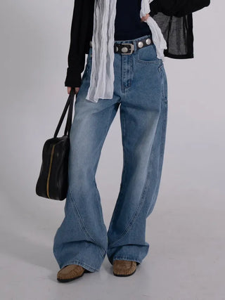 Zeo Loose Fit Mild Wash Cut-out Denim Pants