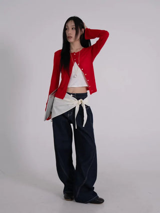 Zeo Loose Fit Mild Wash Cut-out Denim Pants