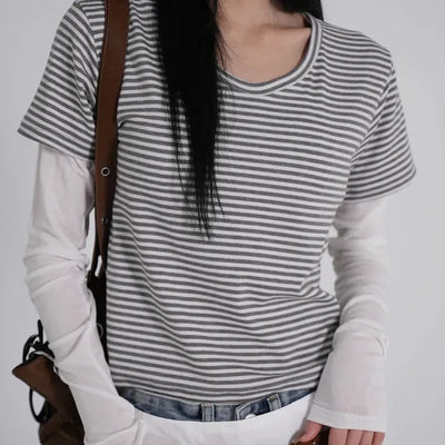 Kua Striped Long Sleeve Layered Tee