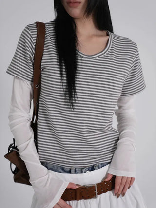 Kua Striped Long Sleeve Layered Tee