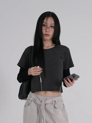 Kua Striped Long Sleeve Layered Tee