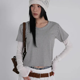 Kua Striped Long Sleeve Layered Tee