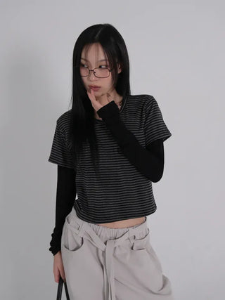 Kua Striped Long Sleeve Layered Tee