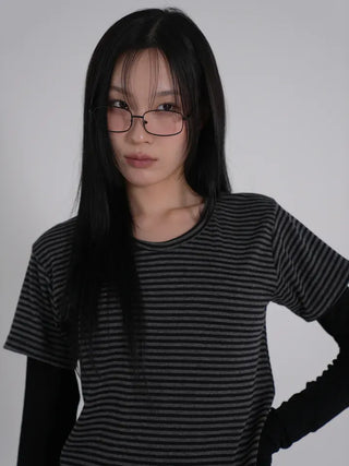 Kua Striped Long Sleeve Layered Tee