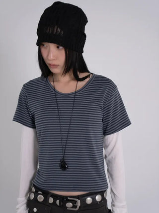Kua Striped Long Sleeve Layered Tee