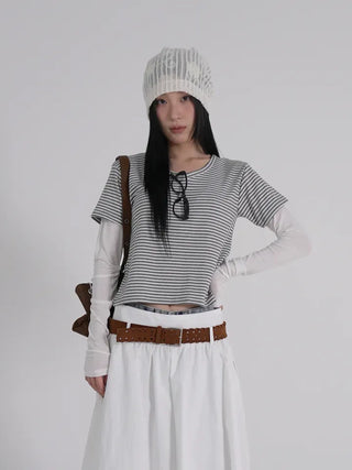 Kua Striped Long Sleeve Layered Tee