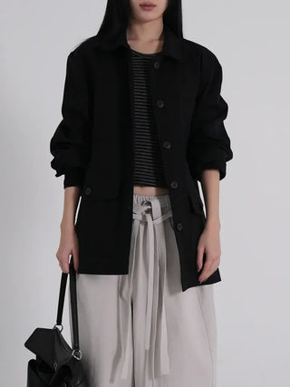 Seah Cotton Collar Pocket Half Jacket