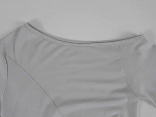 Doyu Asymmetrical Off-Shoulder Waist Strap Long Sleeve Top