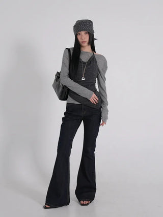 Tian Vintage High Bootcut Deep Blue Denim Pants