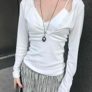 Slim Fit Deep V-Neck Simple Basic Hoodie