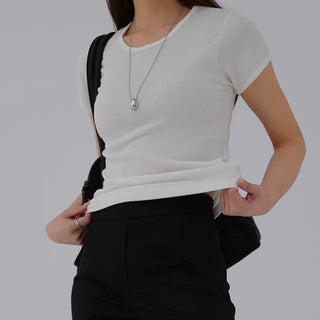 Cheek Cotton Modal Bracket Short Sleeve Tee