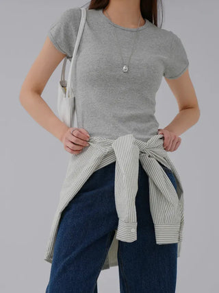 Cheek Cotton Modal Bracket Short Sleeve Tee