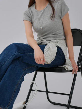 Cheek Cotton Modal Bracket Short Sleeve Tee