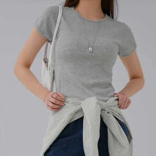 Cheek Cotton Modal Bracket Short Sleeve Tee