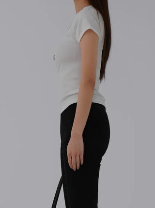 Cheek Cotton Modal Bracket Short Sleeve Tee