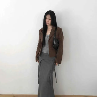 Slim Fit Notch Collar Two-Button Flap Pocket Tailored Jacket