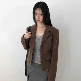 Slim Fit Notch Collar Two-Button Flap Pocket Tailored Jacket
