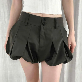 Two-Button Scallop Balloon Skirt Pants