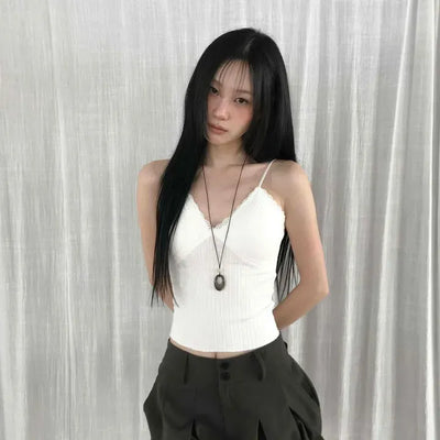 Slim Fit Ribbed Thin Strap Cup Bustier Sleeveless