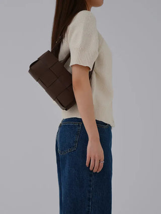 Cane Round Neck Short Sleeve Cardigan