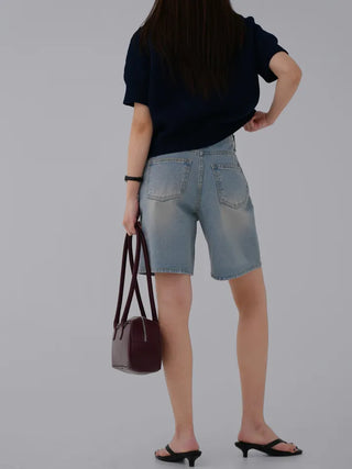 Cane Round Neck Short Sleeve Cardigan